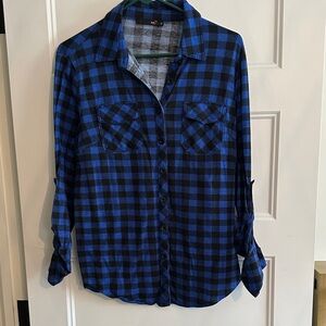 Blue Plaid Button Down Shirt